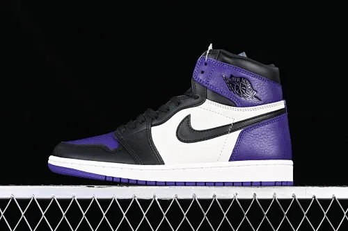 All categories Air Jordan Jordan series basketball shoes Air Jordan 1 High Pure original Air Jordan 1 Court Purple AJ1 Joe 1 black purple toe basketball shoes 555088-501